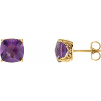 14K Yellow 8 mm Natural Amethyst Earrings