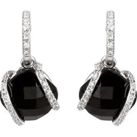 14K White Onyx & 1/5 CTW Diamond Freeform Earrings