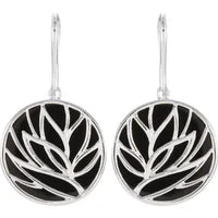 Sterling Silver Onyx Floral-Inspired Earrings