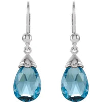 14K White Swiss Blue Topaz Earrings