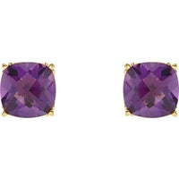 14K Yellow 8 mm Natural Amethyst Earrings