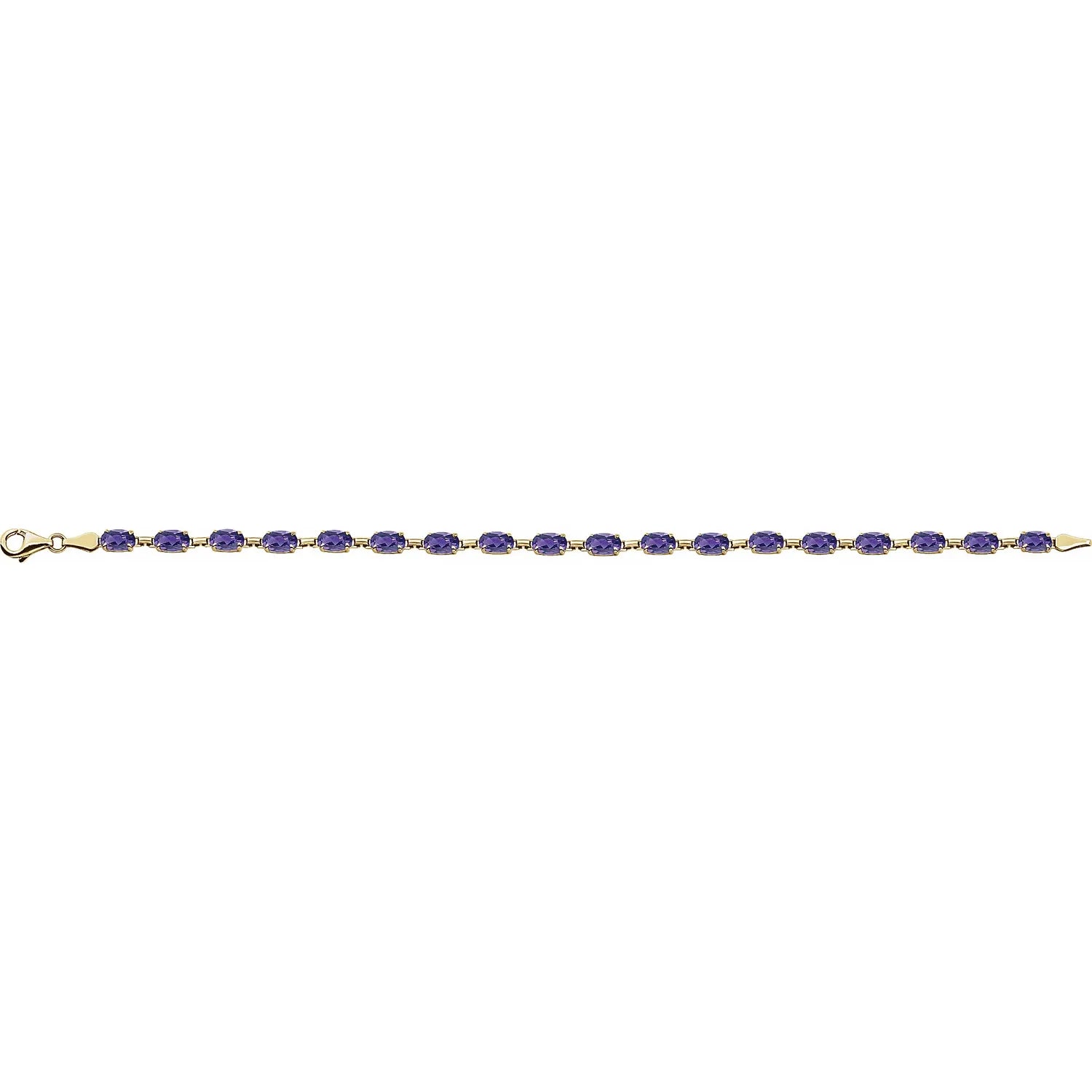 14K Yellow Natural Amethyst 7.25" Bracelet