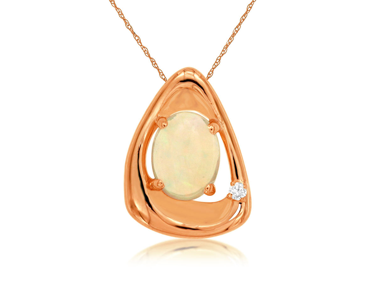 14KR 1.10CTW Opal & Diamond Pendant