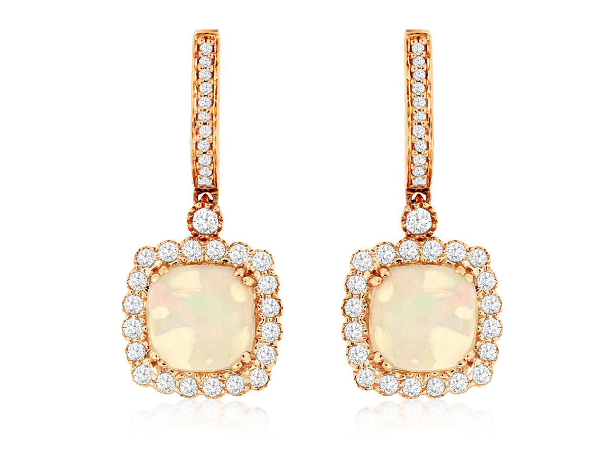 14KR 2.80CTW Opal & Diamond Earrings