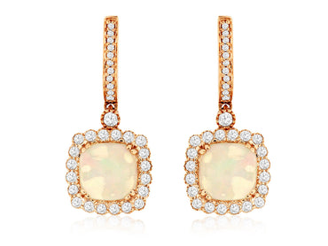 14KR 2.80CTW Opal & Diamond Earrings