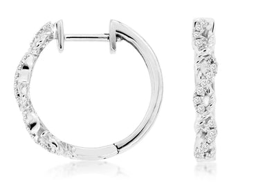 14KW .15CTW Diamond Hoop Earrings