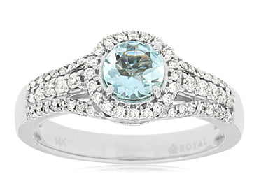 14KW .55CTW Aquamarine & Diamond Ring