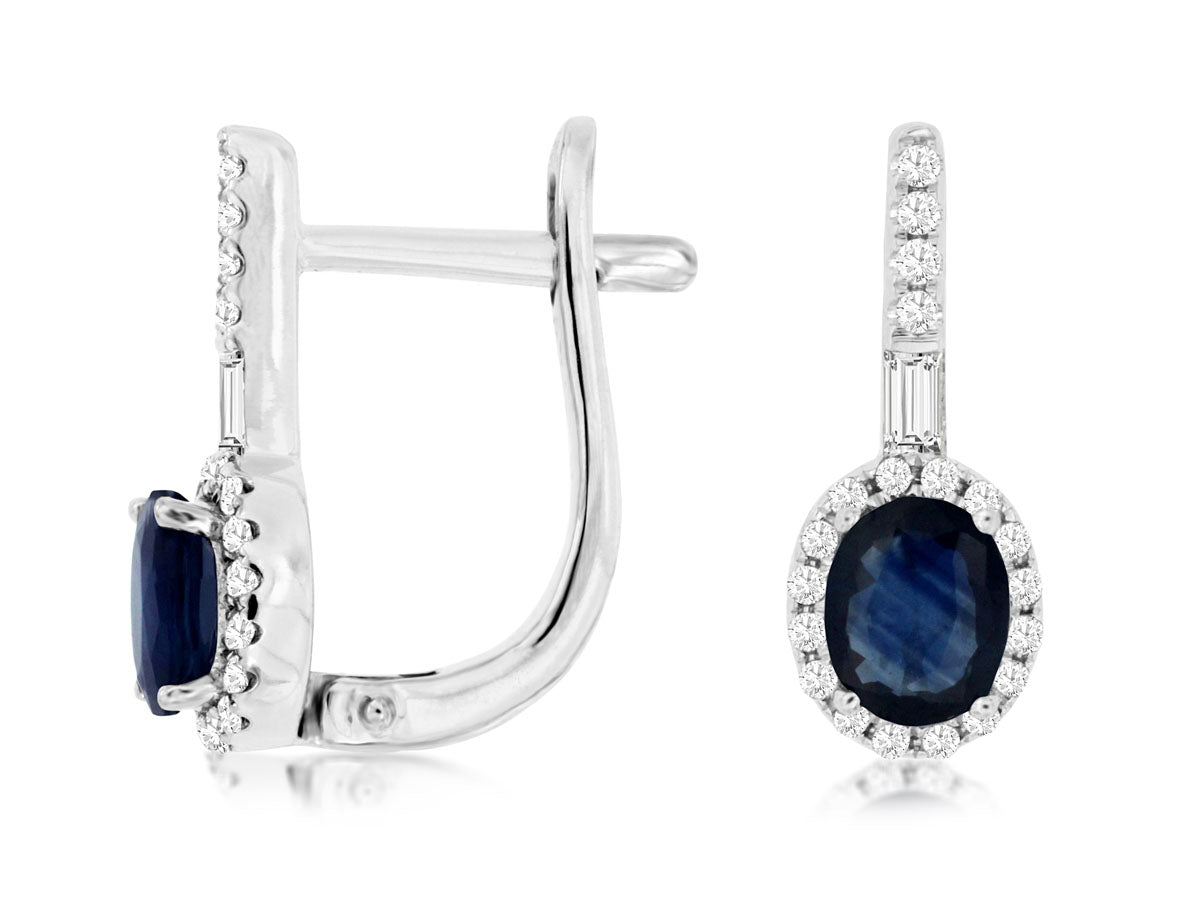 14KW .88CTW Sapphire & Diamond Earrings