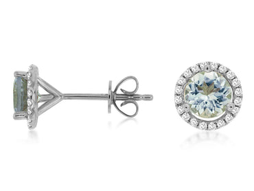 14KW 1.10CTW Aquamarine & Diamond Earrings