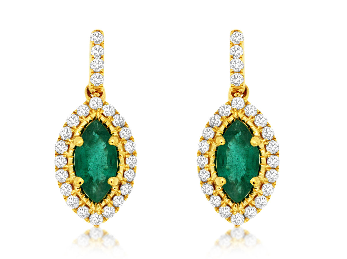 14KY .68CTW Emerald & Diamond Earrings