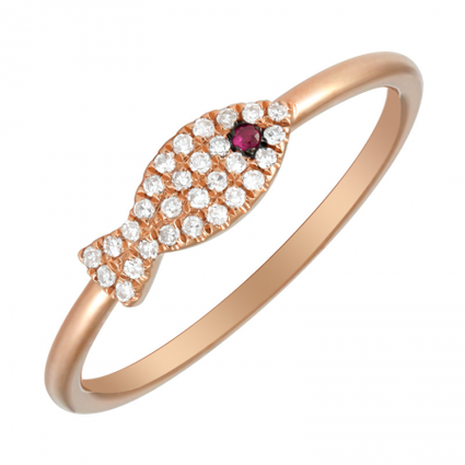 14K Rose Gold Fish Ring