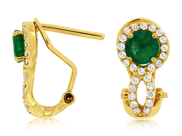 14KY .90CTW Emerald & Diamond Earrings