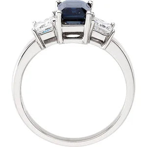Blue Sapphire & Diamond Accented Ring