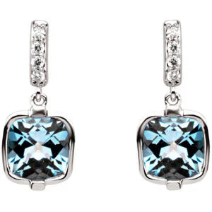 Swiss Blue Topaz & Diamond Earrings