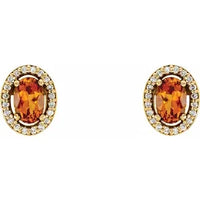 14K Yellow Natural Citrine & 1/10 CTW Natural Diamond Earrings