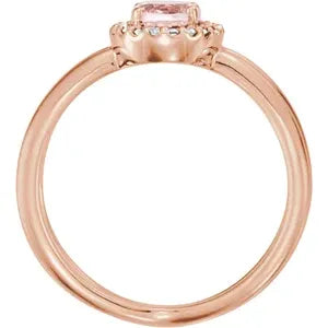 14K Rose Natural Morganite & .08 CTW Natural Diamond Ring