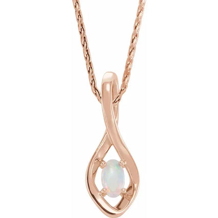 14K Rose Natural Opal 16-18" Necklace
