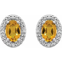 Sterling Silver Natural Citrine & .025 CTW Natural Diamond Earrings