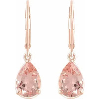 14K Rose Natural Morganite Lever Back Earrings