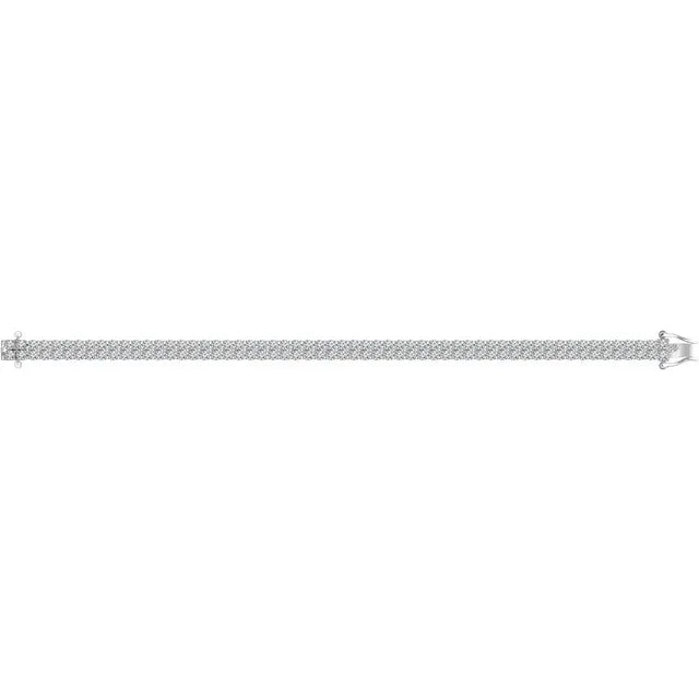 Sterling Silver 2.5 mm Round Cubic Zirconia Double Row Line 7" Bracelet