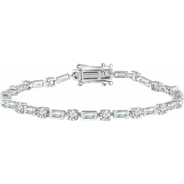 Sterling Silver Cubic Zirconia Line 7" Bracelet