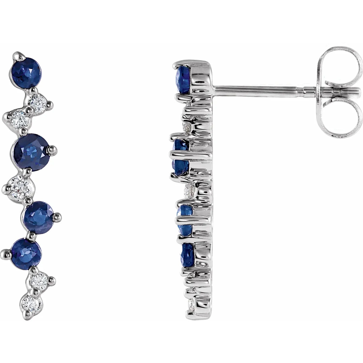 Blue Sapphire & Diamond Earrings