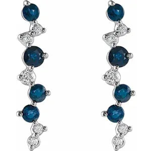 Blue Sapphire & Diamond Earrings