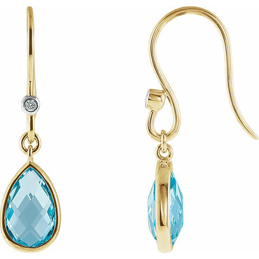 Swiss Blue Topaz & Diamond Earrings