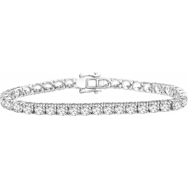 Sterling Silver 4.5 mm Round Cubic Zirconia 7" Line Bracelet