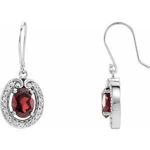 14K White Mozambique Garnet & 3/8 CTW Diamond Earrings