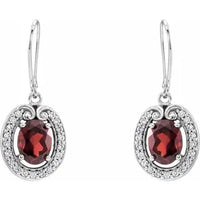 14K White Mozambique Garnet & 3/8 CTW Diamond Earrings