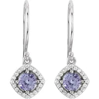 14K White Natural Tanzanite & 1/5 CTW Natural Diamond Earrings