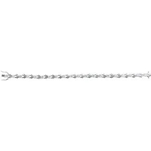 Sterling Silver 4 mm Round Cubic Zirconia Line 7.5" Bracelet