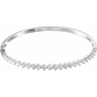 Sterling Silver 3 mm Round Cubic Zirconia Bangle 8