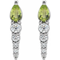 14K White Natural Peridot & 1/4 CTW Natural Diamond Earrings