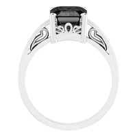 14K White Natural Onyx Ring