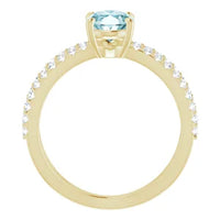 14K Yellow Natural Sky Blue Topaz & 1/3 CTW Natural Diamond Ring