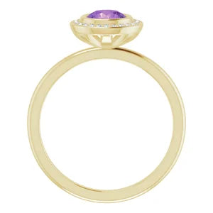 14K Yellow Natural Amethyst & .06 CTW Natural Diamond Ring