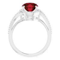 14K White Mozambique Garnet & 1/4 CTW Natural Diamond Ring
