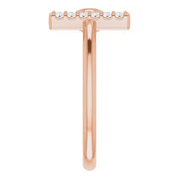 14K Rose Natural Mozambique Garnet & .05 CTW Natural Diamond Bar Ring