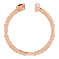 14K Rose Natural Mozambique Garnet & .05 CTW Natural Diamond Bar Ring