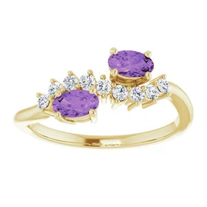 14K Yellow Natural Amethyst & 1/5 CTW Natural Diamond Ring