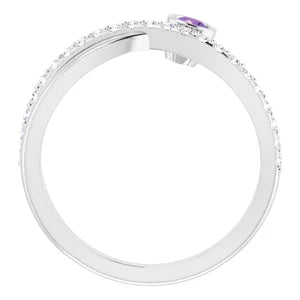 14K White Natural Amethyst & 1/5 CTW Natural Diamond Ring