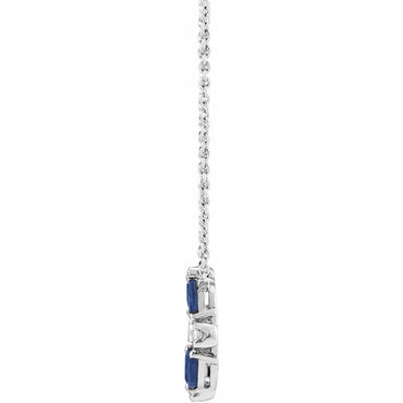 14K White Natural Blue Sapphire & 1/10 CTW Natural Diamond Circle 18" Necklace