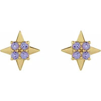 14K Yellow Natural Tanzanite Celestial Earrings
