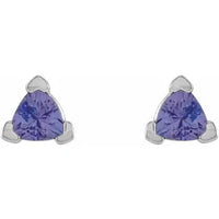 14K White 3 mm Trillion Natural Tanzanite V-Prong Earrings