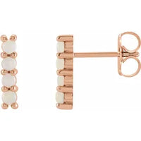 14K Rose Natural White Ethiopian Opal Bar Earrings