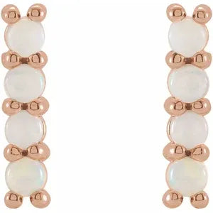 14K Rose Natural White Ethiopian Opal Bar Earrings