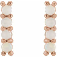 14K Rose Natural White Ethiopian Opal Bar Earrings