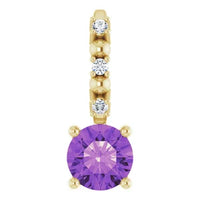 14K Yellow Imitation Amethyst & .01 CTW Natural Diamond Charm/Pendant